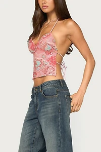 Edikted Cheri Bead & Sequin Backless Top