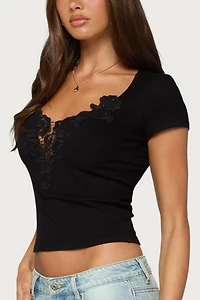 Edikted Aino Crochet Ribbed Top