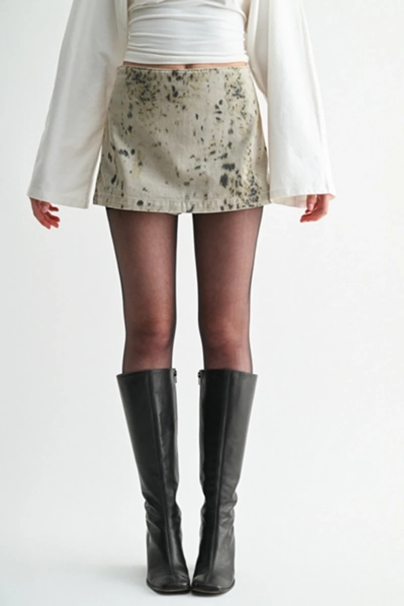Jemina Denim High-Rise Printed Leopard Denim Skort
