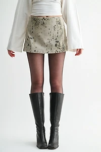 Jemina Denim High-Rise Printed Leopard Denim Skort