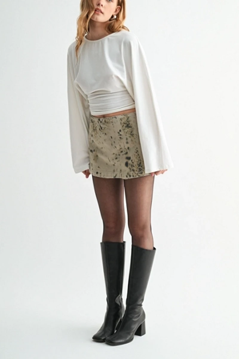 Jemina Denim High-Rise Printed Leopard Denim Skort