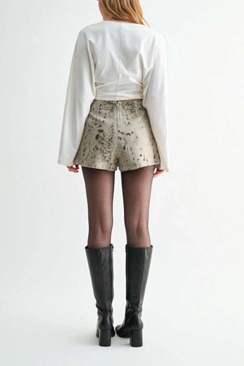 Jemina Denim High-Rise Printed Leopard Denim Skort