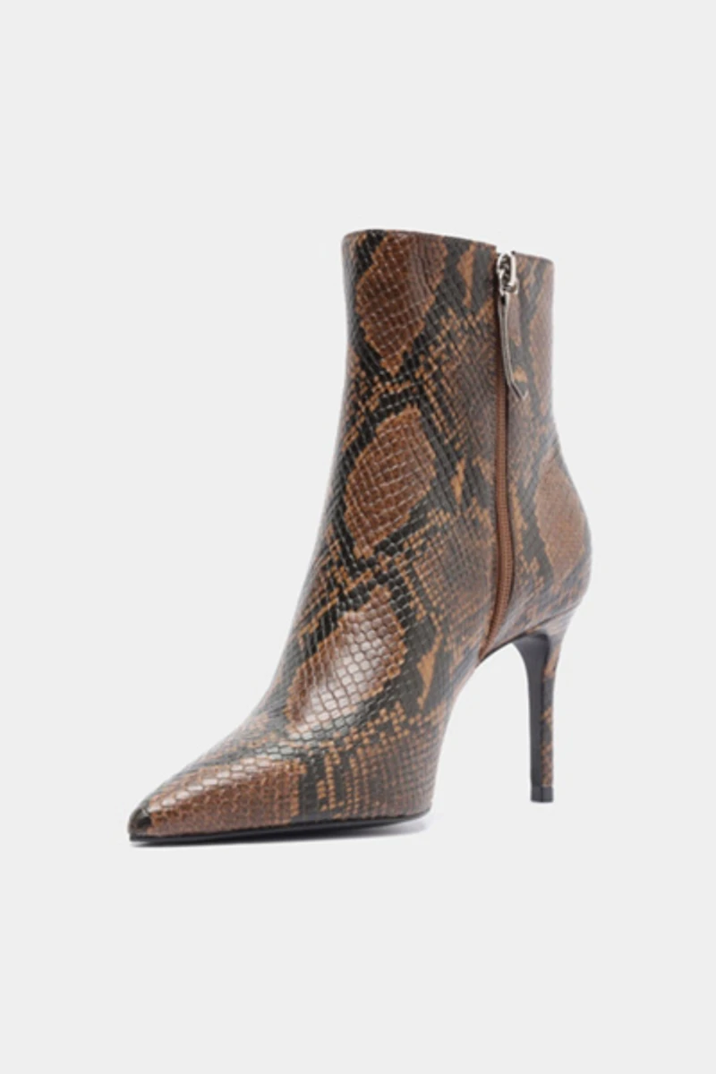 Schutz Mikki Casual Snake Print Ankle Booties