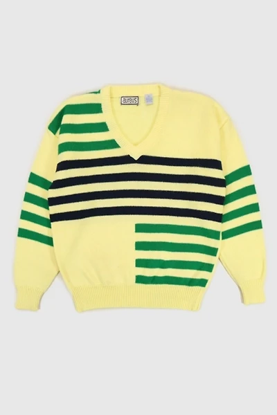 Vintage Striped V-Neck Sweater