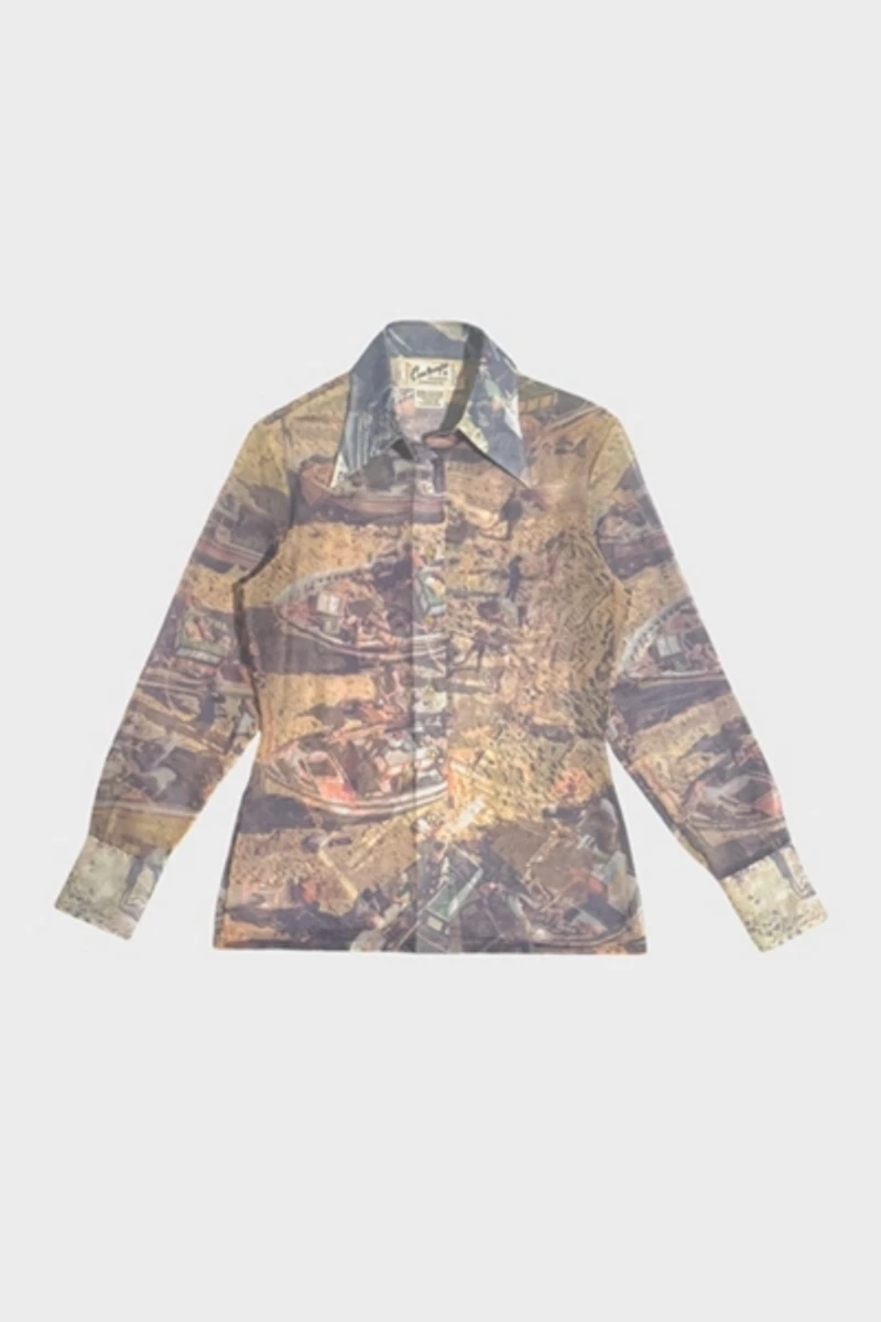Vintage 1970's Novelty Print Blouse