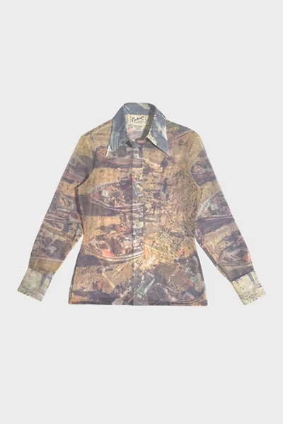Vintage 1970's Novelty Print Blouse