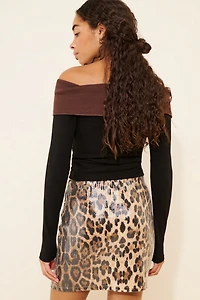 Vero Moda Sequin Leopard Mini Skirt
