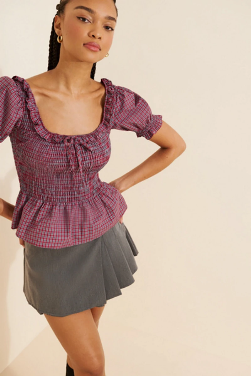 Daisy Street Shirred Bodice Blouse