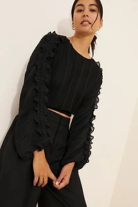 Endless Rose Plisse Long Sleeve Blouse