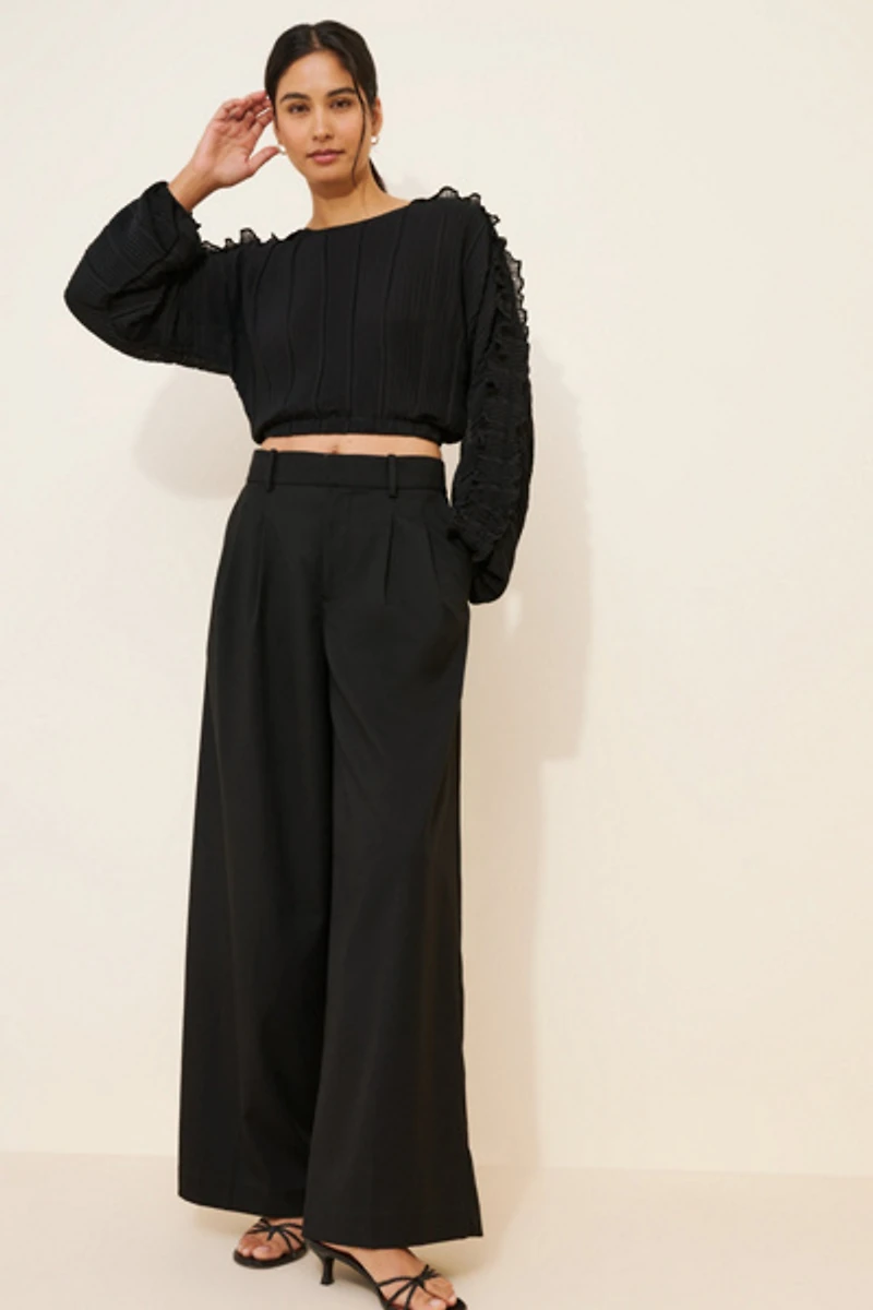 Endless Rose Plisse Long Sleeve Blouse
