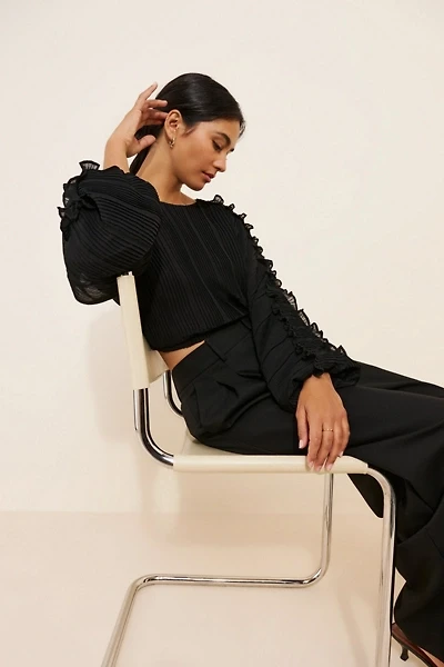 Endless Rose Plisse Long Sleeve Blouse