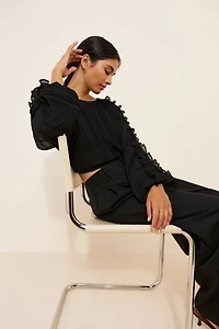 Endless Rose Plisse Long Sleeve Blouse