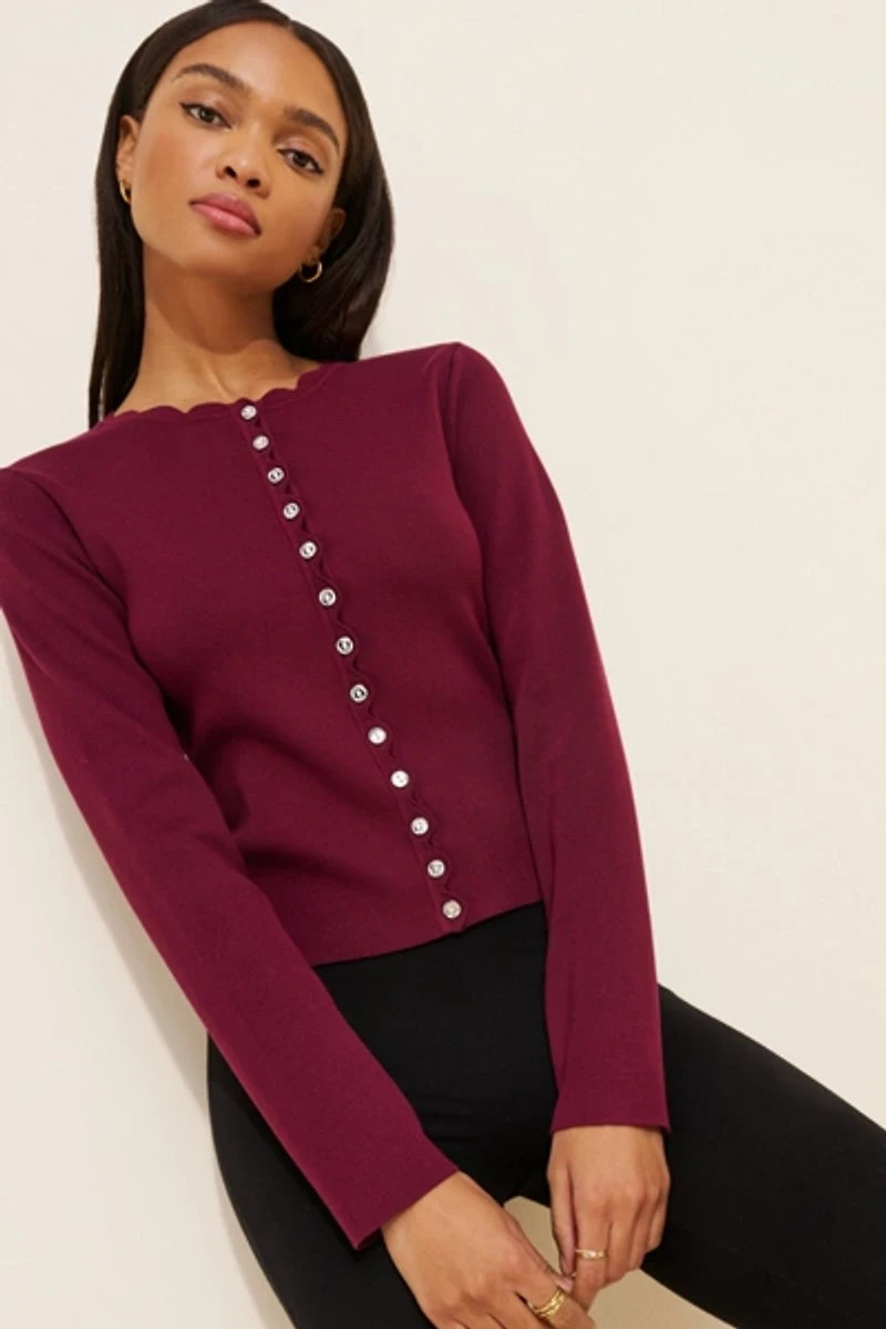 Endless Rose Scalloped Accent Cardigan