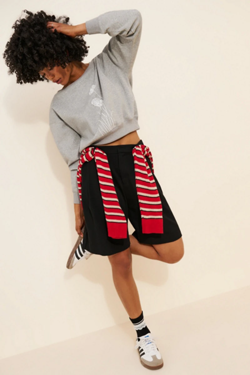 Cubic Embroidered Crew Neck Sweatshirt