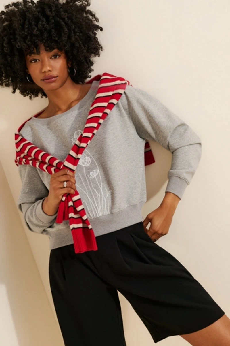 Cubic Embroidered Crew Neck Sweatshirt