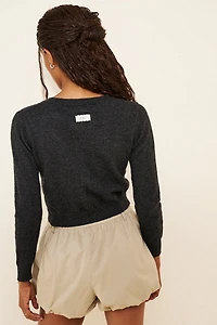 Cubic Lace Trim Placket Cardigan