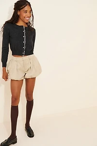 Cubic Lace Trim Placket Cardigan