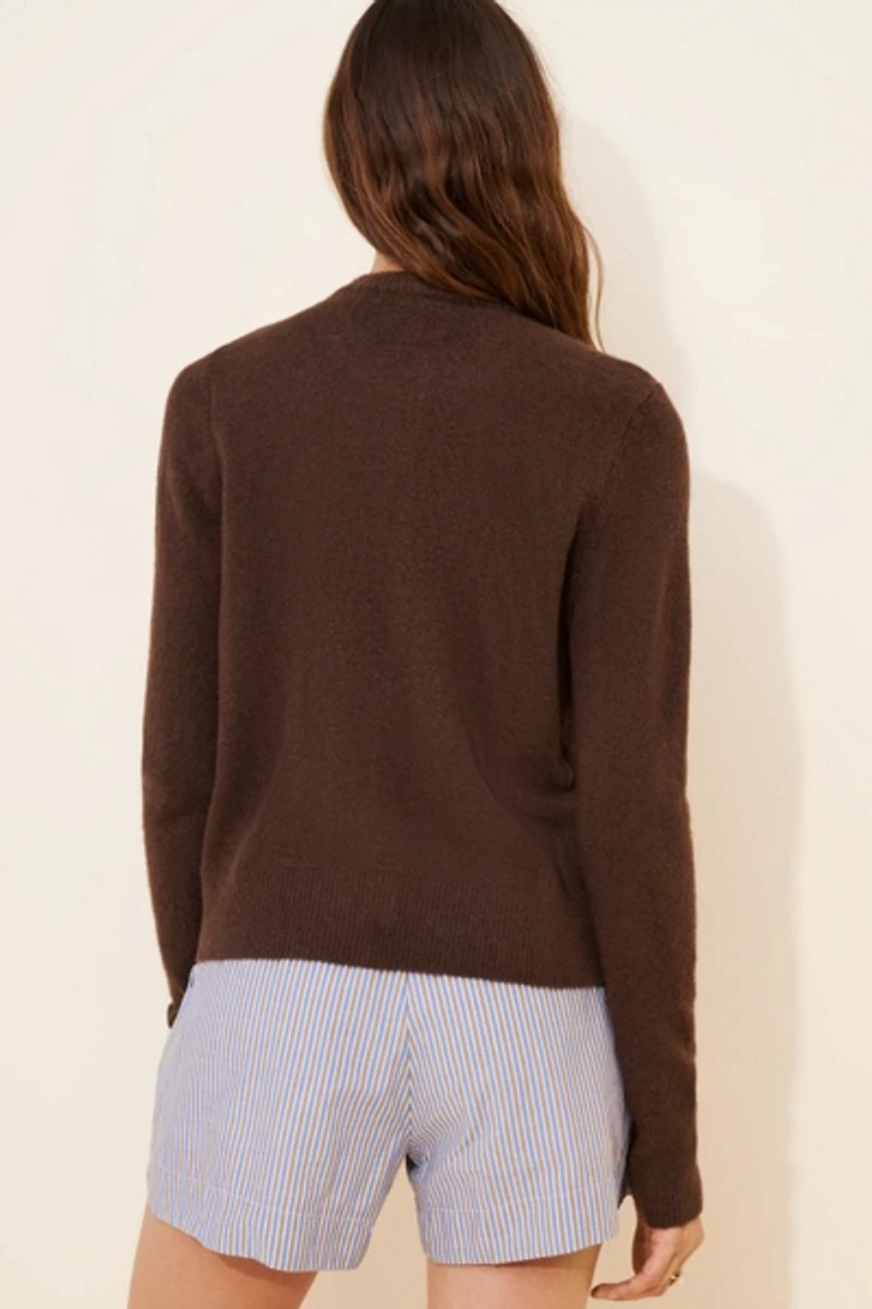 Cubic Crewneck Knit Button Up Twofer Cardigan
