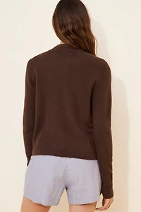 Cubic Crewneck Knit Button Up Twofer Cardigan