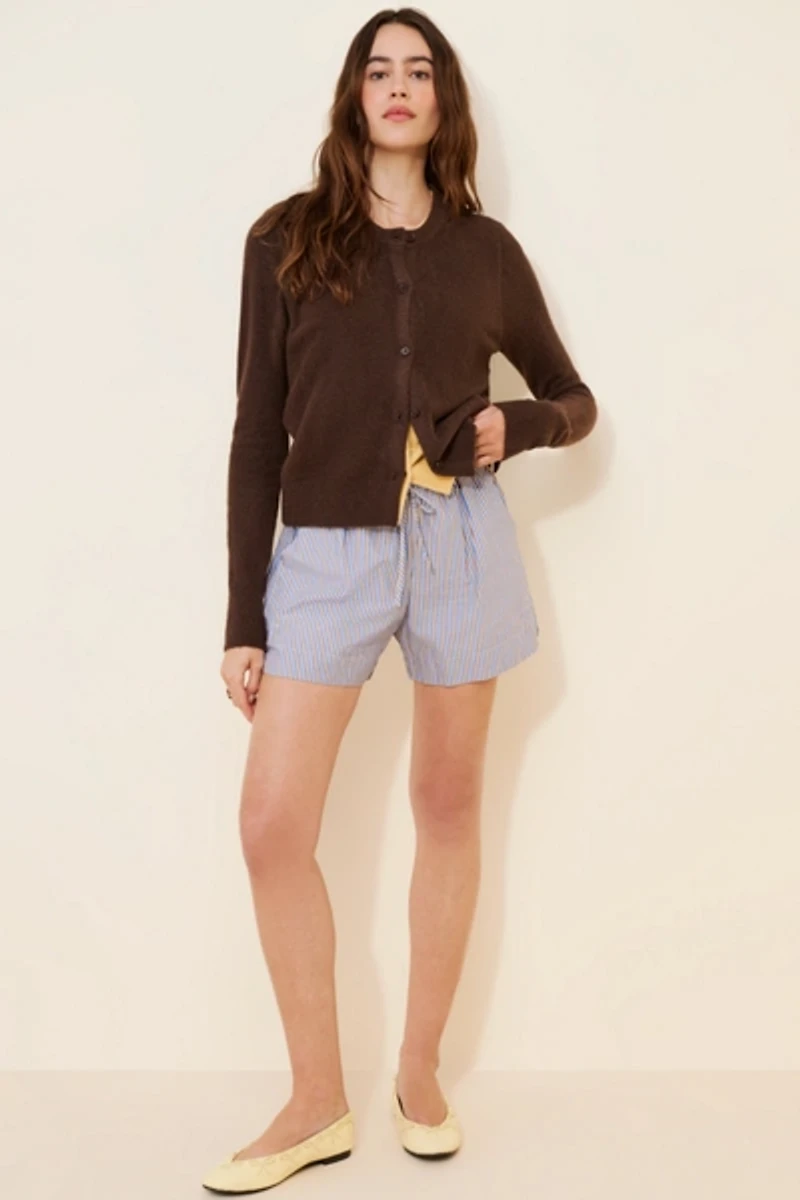 Cubic Crewneck Knit Button Up Twofer Cardigan
