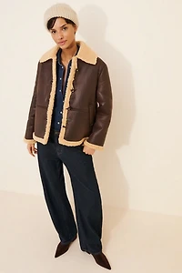 Crescent Farah Short Shearling Trim Jacket