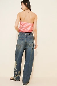 BDG Logan Printed Buckle Baggy Barrel Jeans