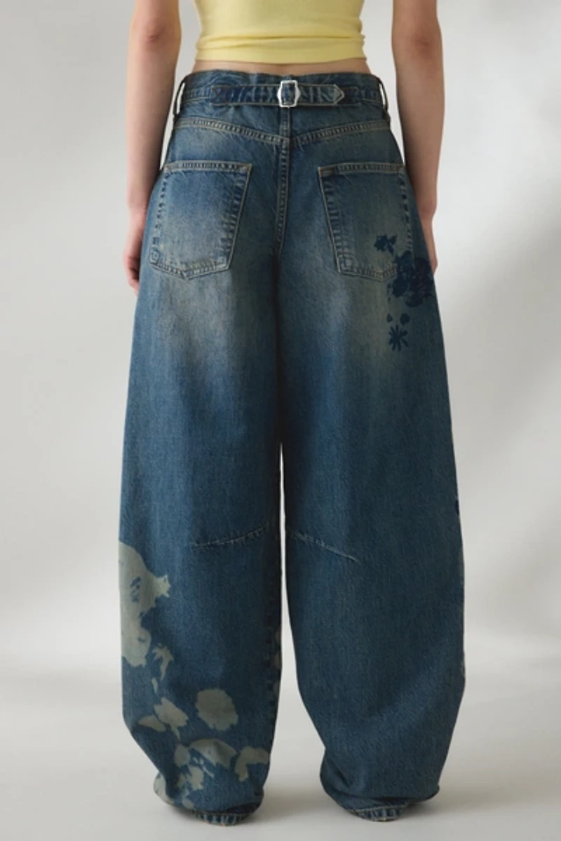 BDG Logan Printed Buckle Baggy Barrel Jeans