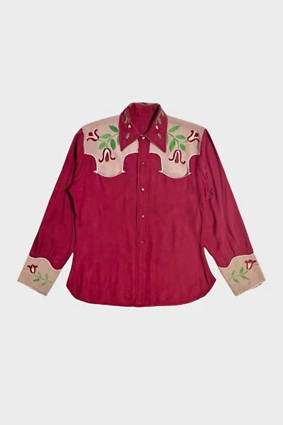 Vintage 1940's Worn Chainstitched Pearl Button Western Shirt
