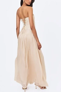 Miss Circle Olivine Crystal Organza Strapless Maxi Dress