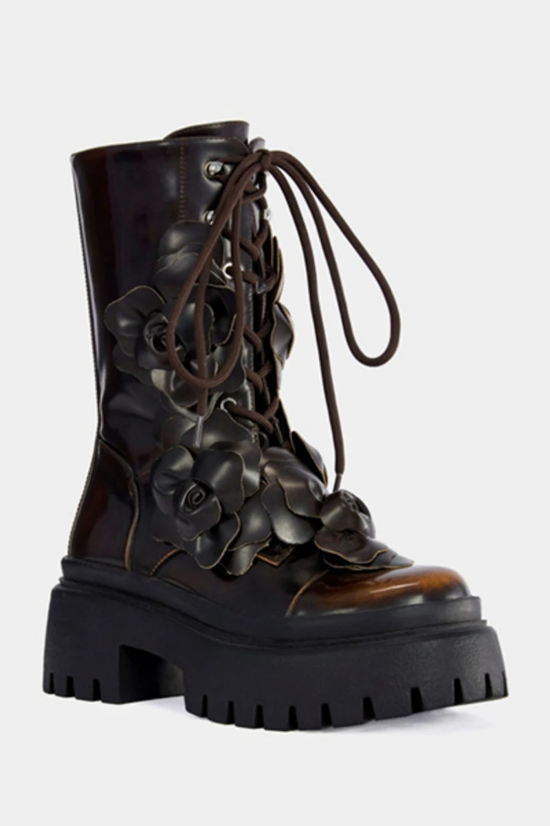 Azalea Wang Etra Floral Platform Bootie