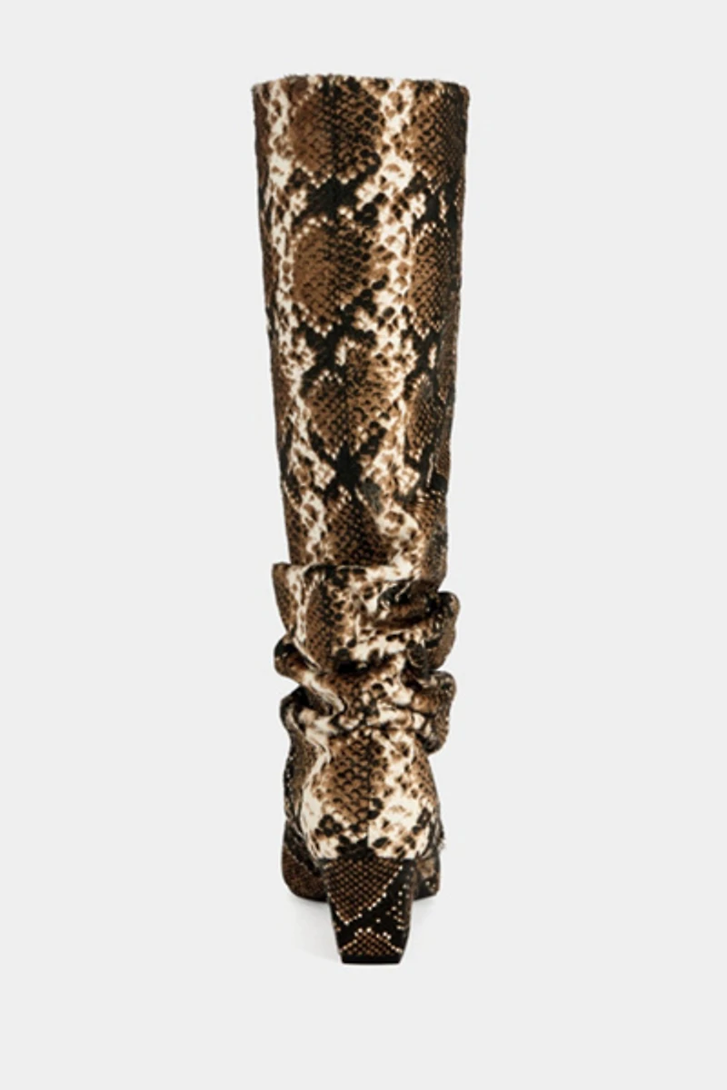 Azalea Wang Francoise Snake Print Block Boot