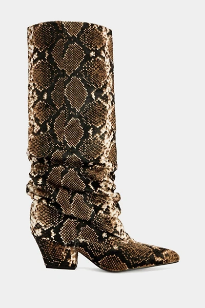 Azalea Wang Francoise Snake Print Block Boot