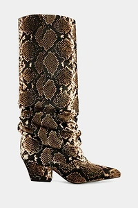 Azalea Wang Francoise Snake Print Block Boot