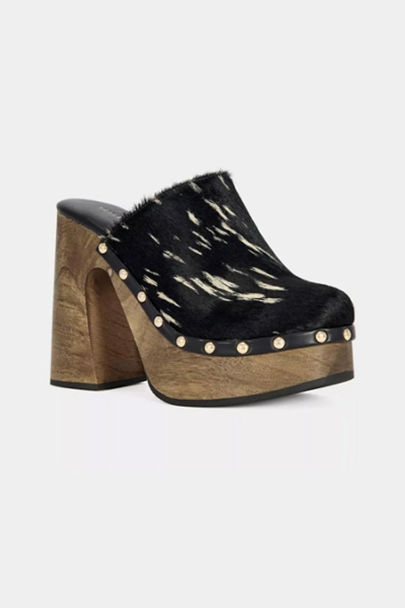 Azalea Wang Picard Animal Print Heeled Clog