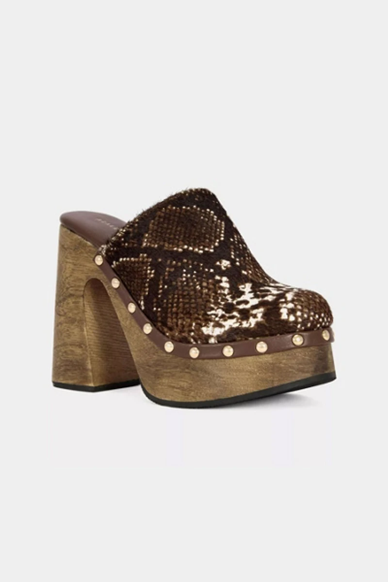 Azalea Wang Picard Snake Print Heeled Clog