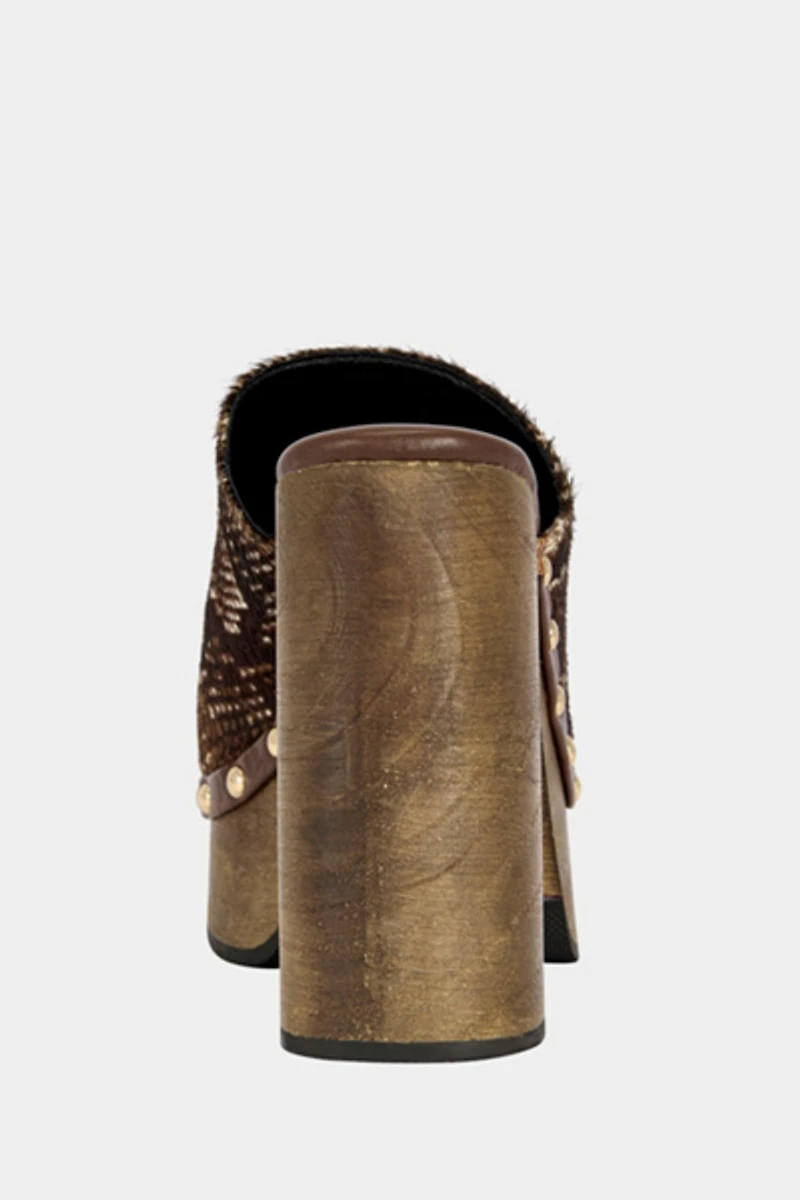Azalea Wang Picard Snake Print Heeled Clog