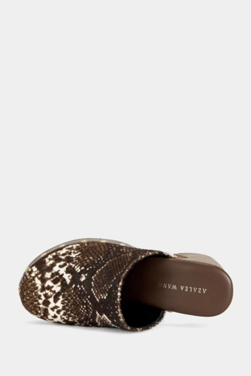 Azalea Wang Picard Snake Print Heeled Clog