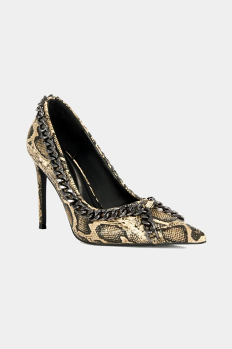 Azalea Wang Ravelle Snake Print Stiletto