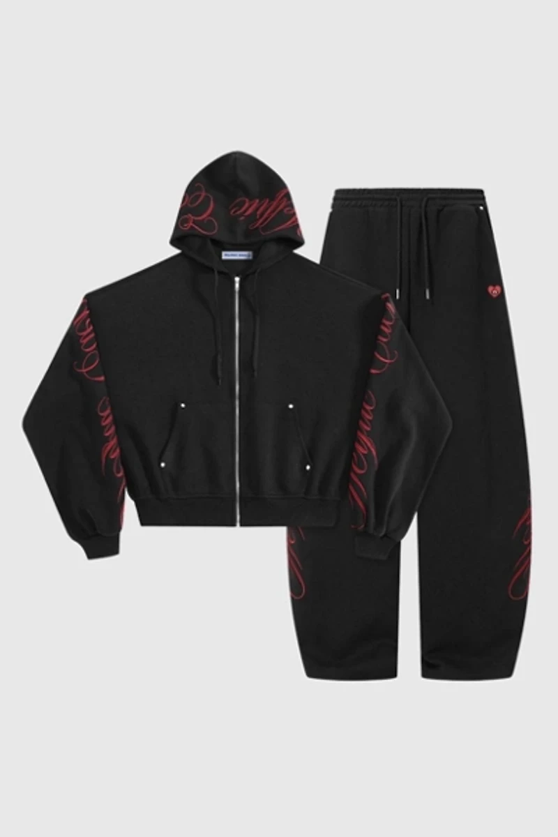 Aelfric Eden Boxy Script Embroidery Hoodie Sets
