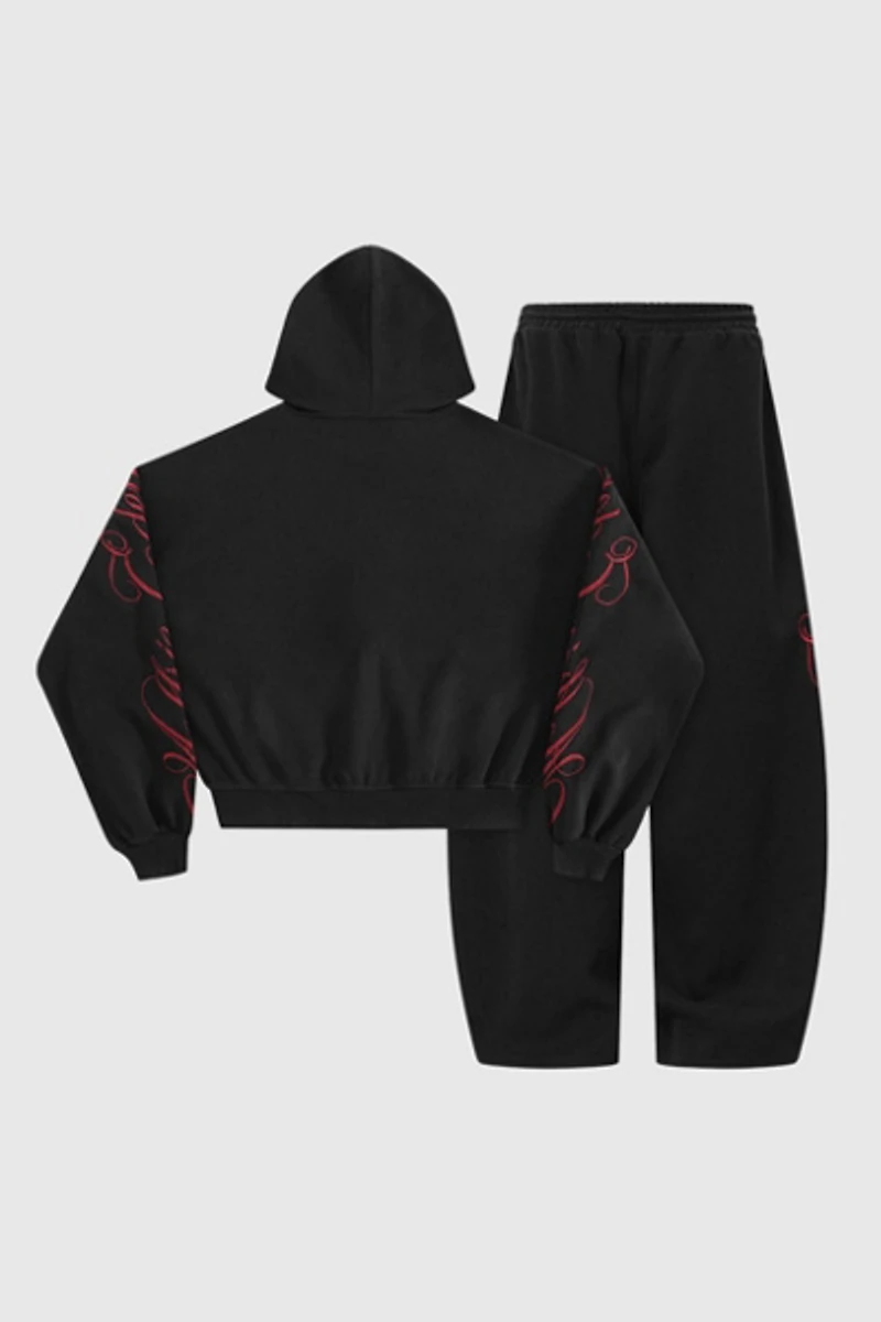 Aelfric Eden Boxy Script Embroidery Hoodie Sets