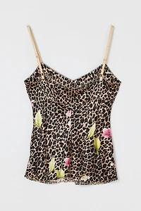 Vintage Y2k Leopard Printed Silk Top