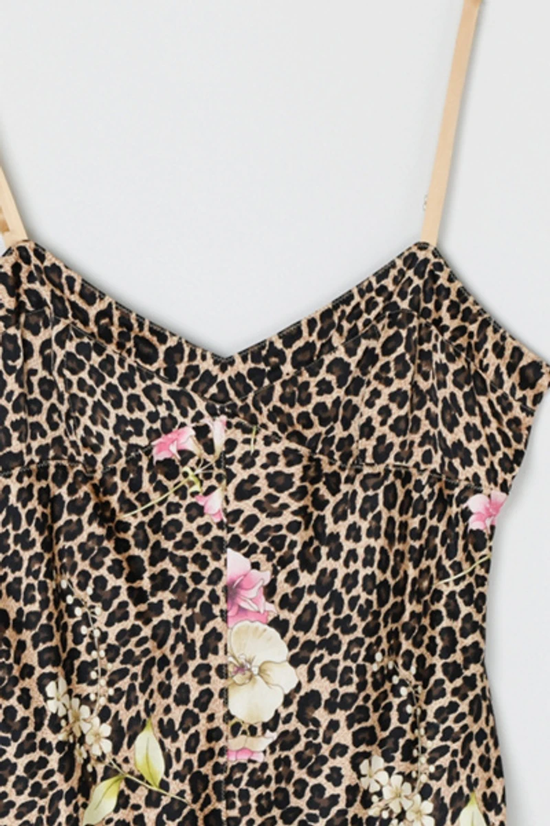 Vintage Y2k Leopard Printed Silk Top