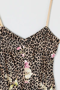 Vintage Y2k Leopard Printed Silk Top