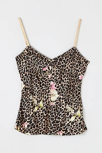Vintage Y2k Leopard Printed Silk Top
