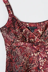 Vintage Y2k Dark Red Beaded Silk Top
