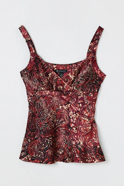Vintage Y2k Dark Red Beaded Silk Top