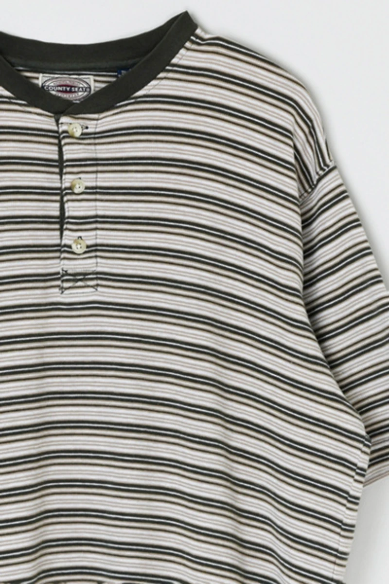 Vintage 90s Striped Henley T-Shirt