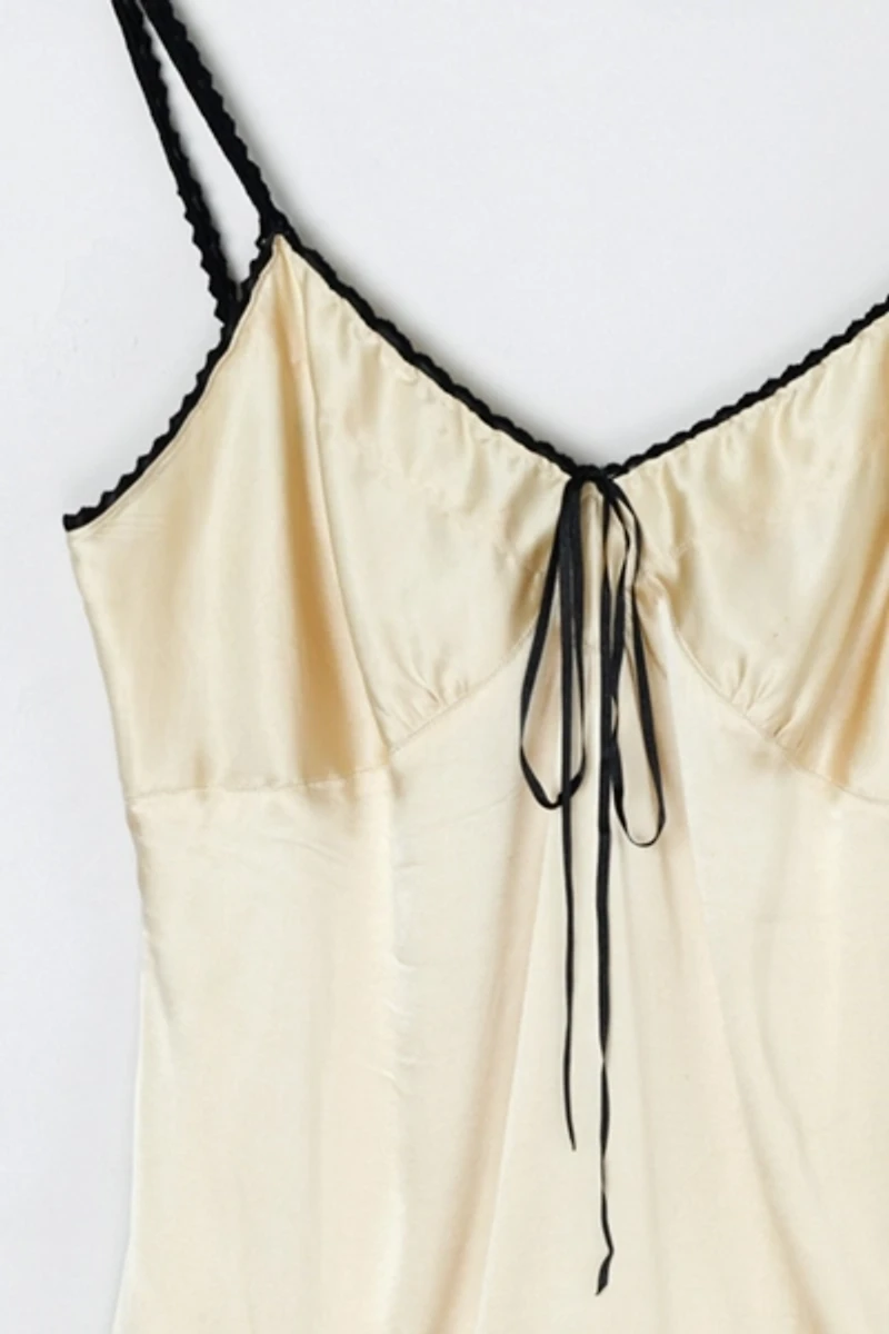 Vintage Y2k Cream Silk Top