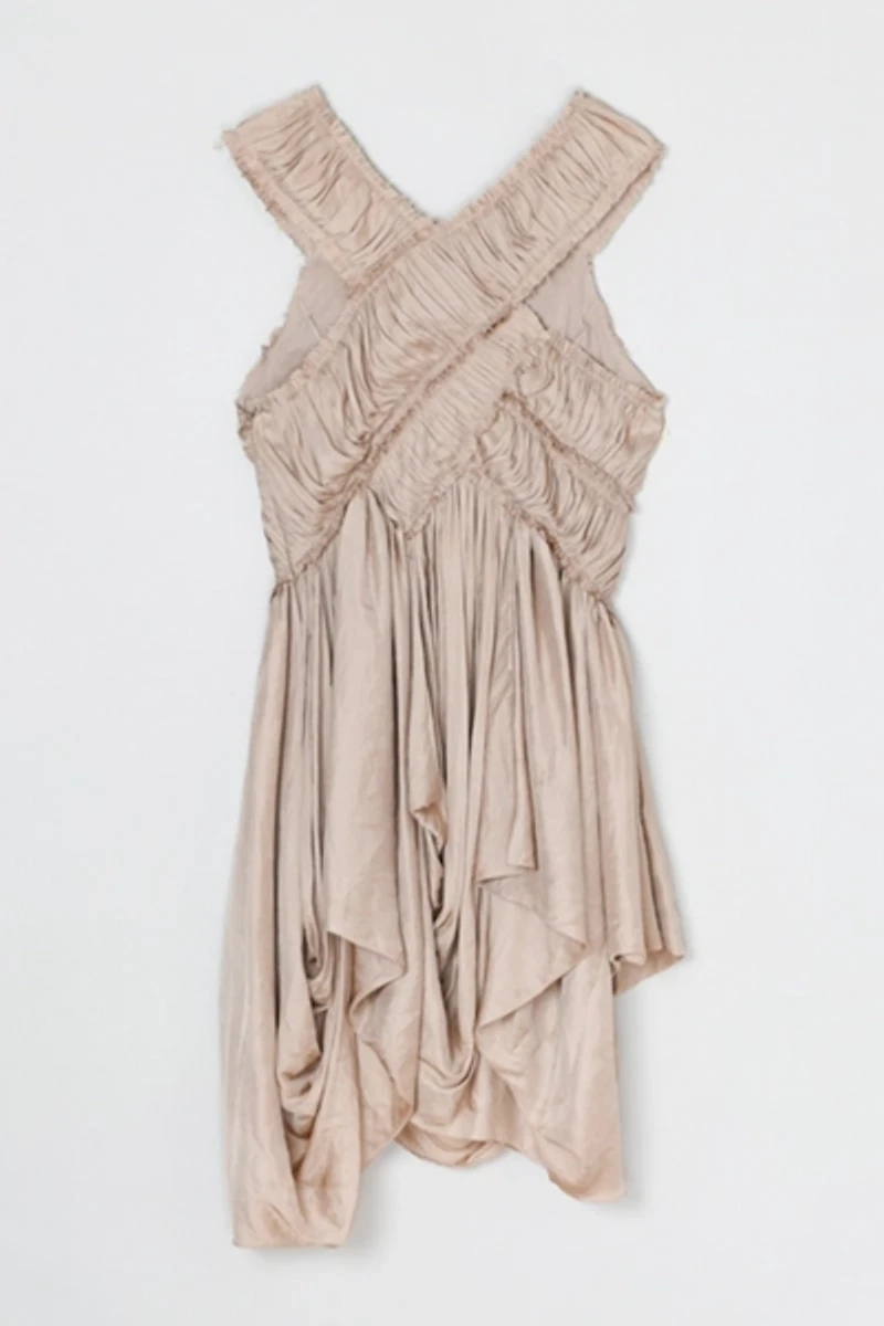 Vintage Y2k Allsaints Ruched Raw-Edged Dress