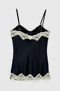 Vintage Y2k Lacy Black & Cream Silk Top
